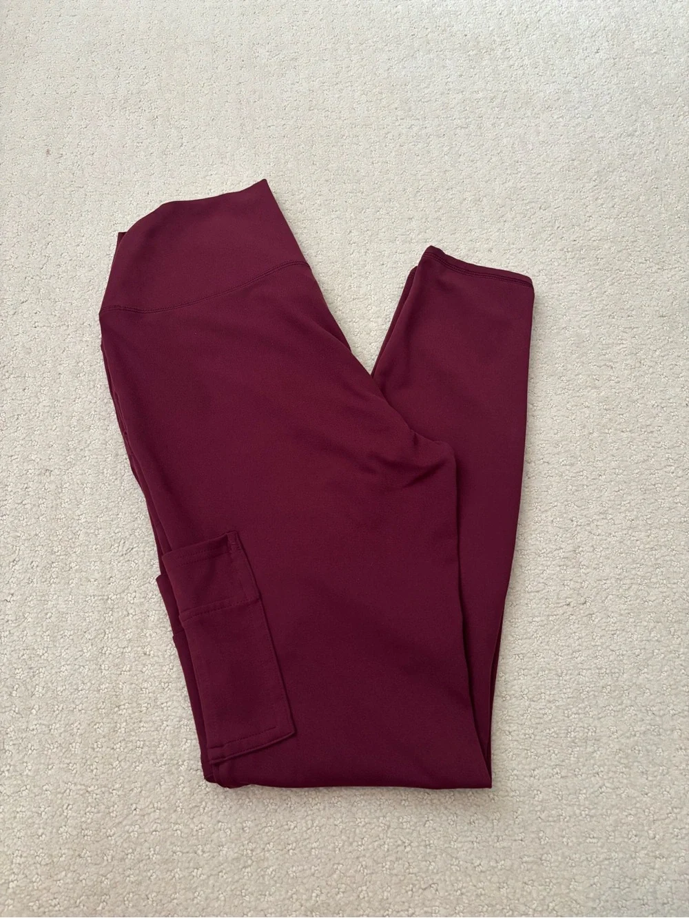 Spyder Active Burgundy Maroon High-Waist Leggings With Pockets
